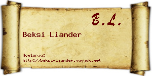 Beksi Liander névjegykártya